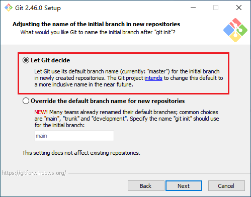 选择 Let Git decide