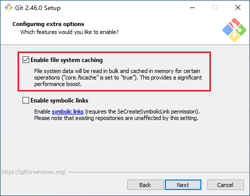 勾选 Enable file system caching